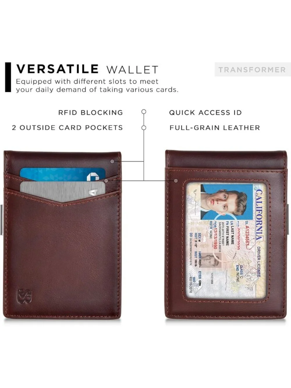 Slim RFID Blocking Money Clip Wallet - Minimalist Front Pocket Card Holder for